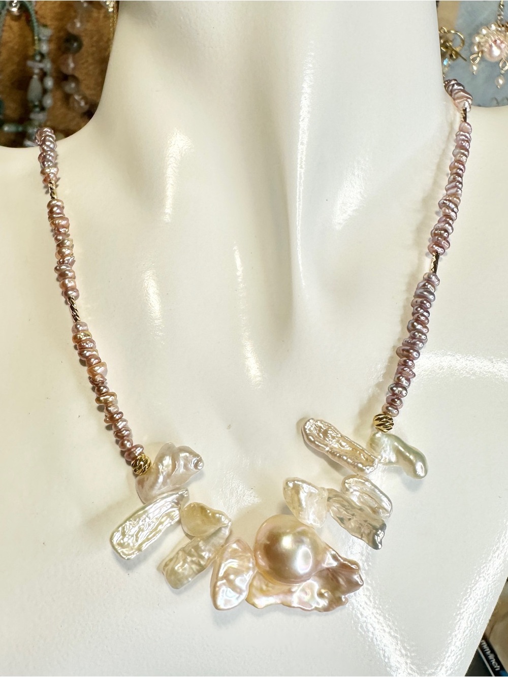Genuine Baroque Pearl Necklace 16 inch Main Pearl 0.95×0.7×0.5 inch or 12.2mm